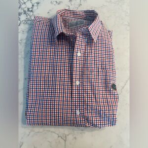 FLORIDA GATORS Men Large Campus Specialties Blue & Orange Check Shirt EUC